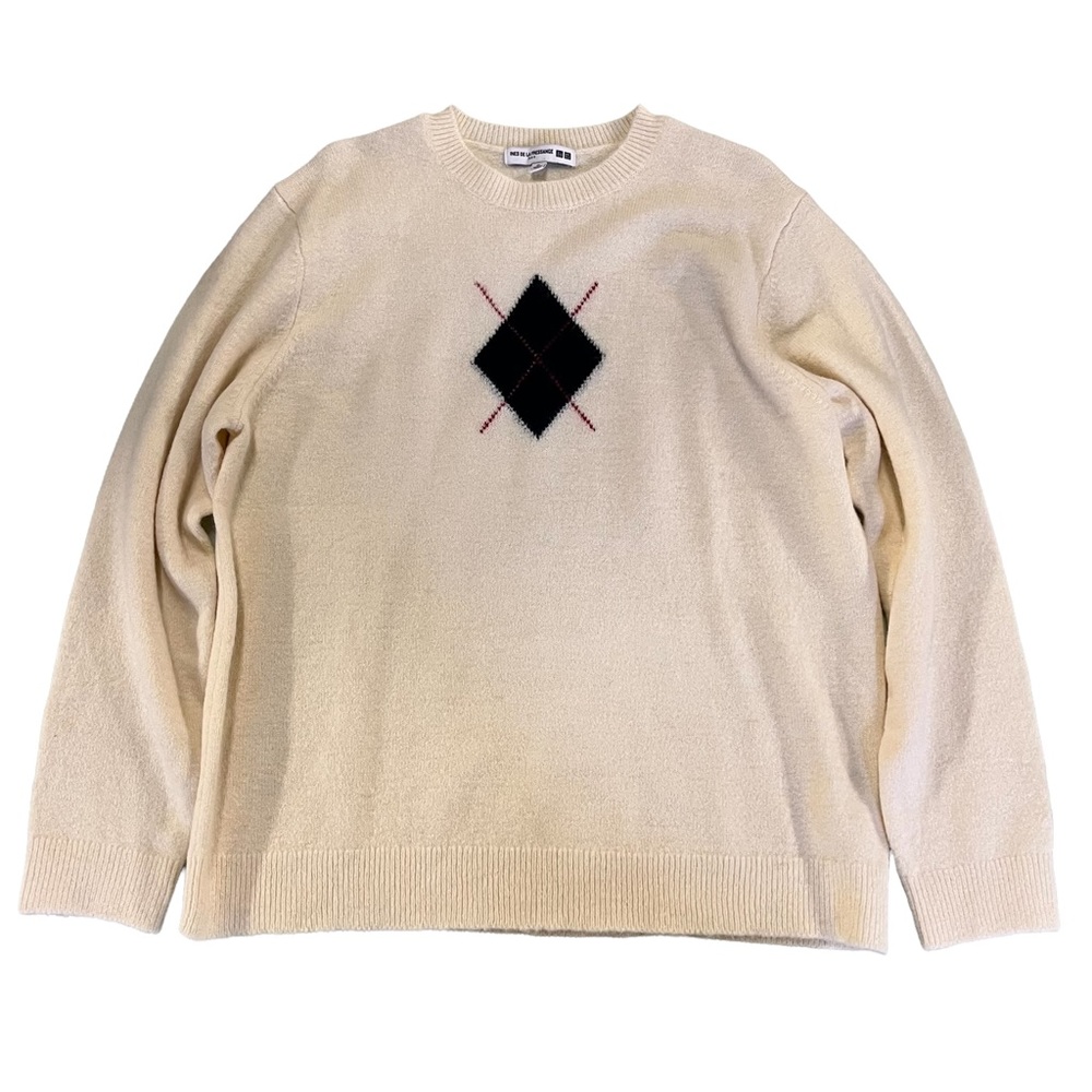 Ines De La Fressange Paris x Uniqlo Knit Jumper Alpaca Cream Diamond Womens XL